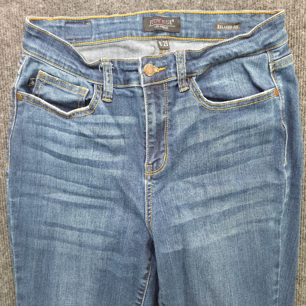 Judy Blue Womens 9/29 Blue Denim Relaxed Fit High Rise Skinny Stretch Jeans